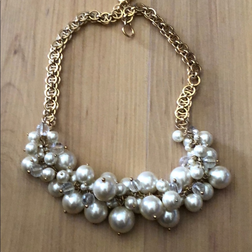 J Crew pearl and bead gold plated necklace
